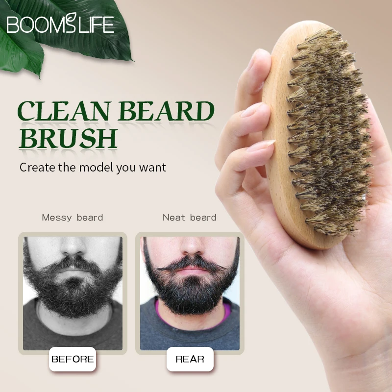 Men Beard Brush Set Shaving Brush Portable Barber Double-sided Styling Comb Scissor Repair Modeling Beard Grooming Kit for Men