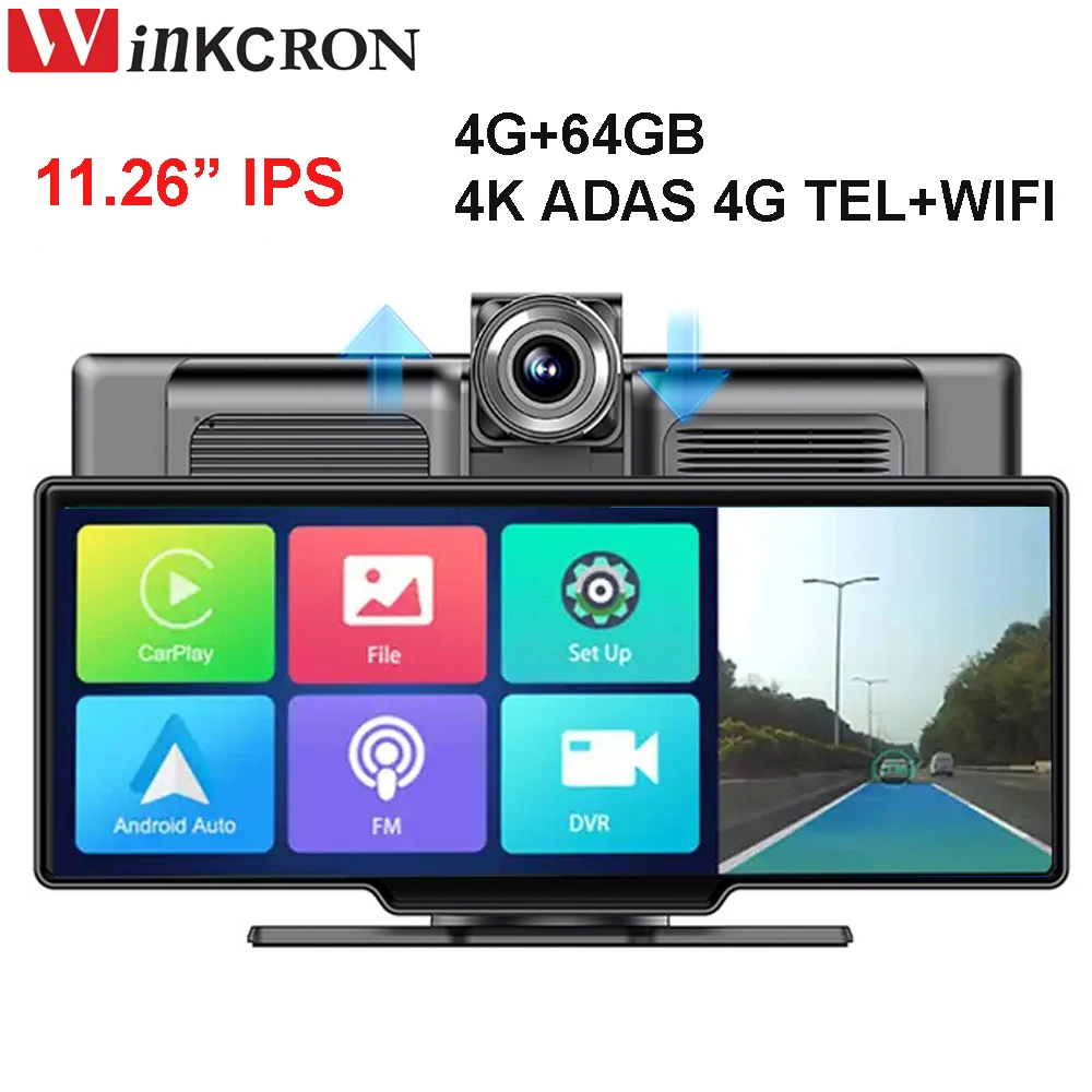 

10.26" IPS Car DVR GPS Navigation 4G+64GB ADAS Advanced 4G WIFI Android 10 FHD 1080P Video Recorder Registrar Parking Monitoring