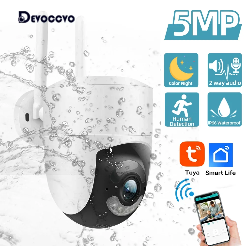 كاميرا خارجية 8MP 4K 5MP HD WiFi IP Tuya Smartlife PTZ لاسلكية لأمن المنزل CCTV مراقبة فيديو تتبع كشف الإنسان