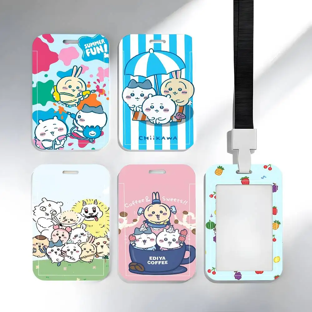 Cute C-Chiikawas Cartoon Lanyard Card Holders Student ID Card Holders Neckband Card Holders Access Control Accessories Gifts