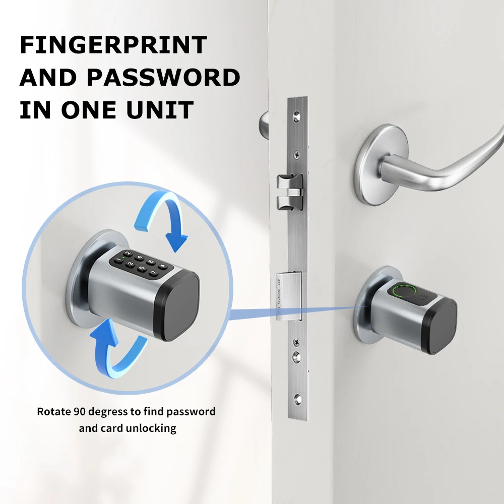 Smart Euro Cylinder Door Lock Tuya APP BLE Fingerprint Password IC Card Security Key 5 in 1 Adjustable Size Electronic Core Lock