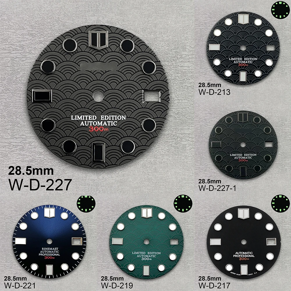 

28.5mm S Logo Scale Dial Fit NH35/NH36/4R/7S Movement Green Luminous Diving High-Quality Watch Modification Accessories