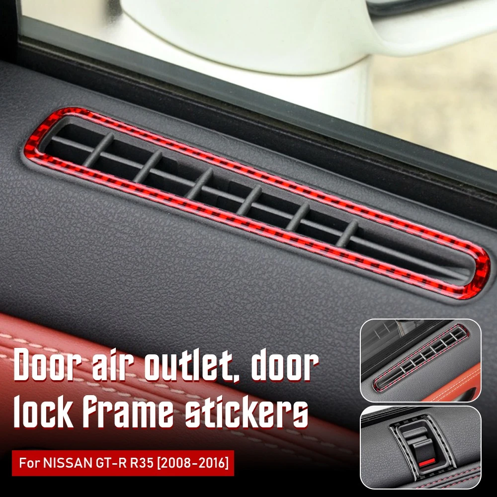 

Carbon Fiber Door Lock Ring Air Vent Frame Trim for Nissan GTR R35 08-16 Interior Door AC Outlet Cover Decoration Accessories