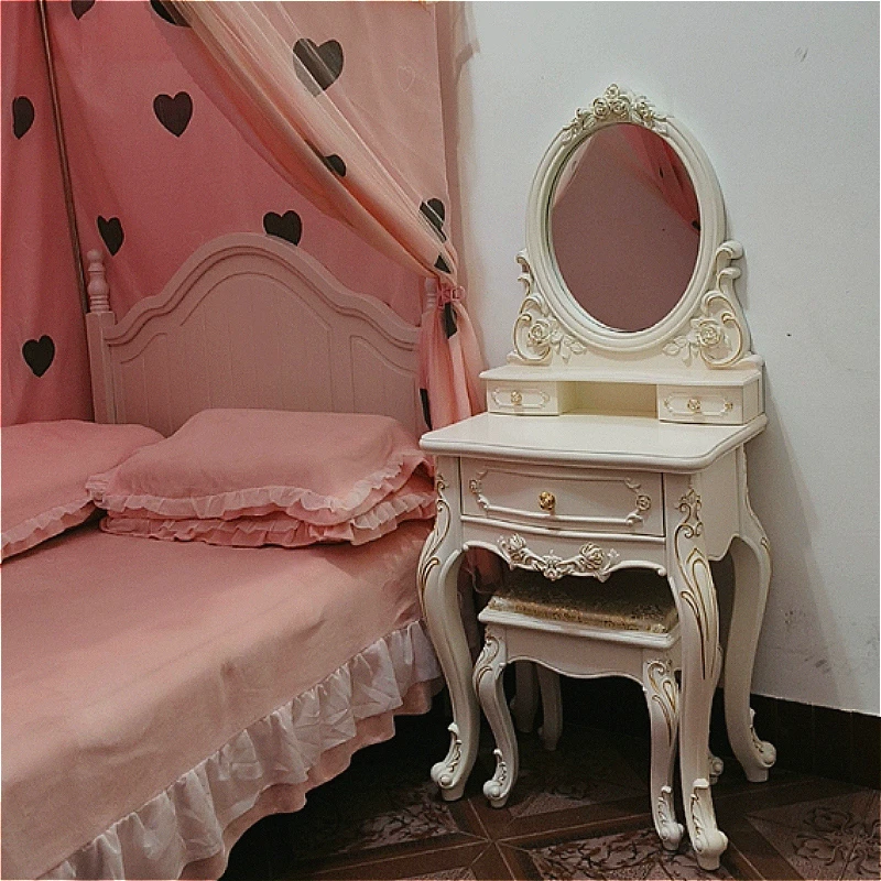 

European high-end dressing table master bedroom light luxury small apartment makeup mirror integrated penteadeiras Furniture