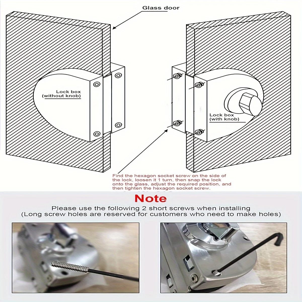 กุญแจล็อคประตูบานเลื่อนแบบแก้วขนาด 10-12 มม. พร้อมกุญแจ 3 ดอก สำหรับประตูกระจกนิรภัย ล็อคประตูแบบสองบาน ล็อคแบบตะขอครึ่งวงกลม