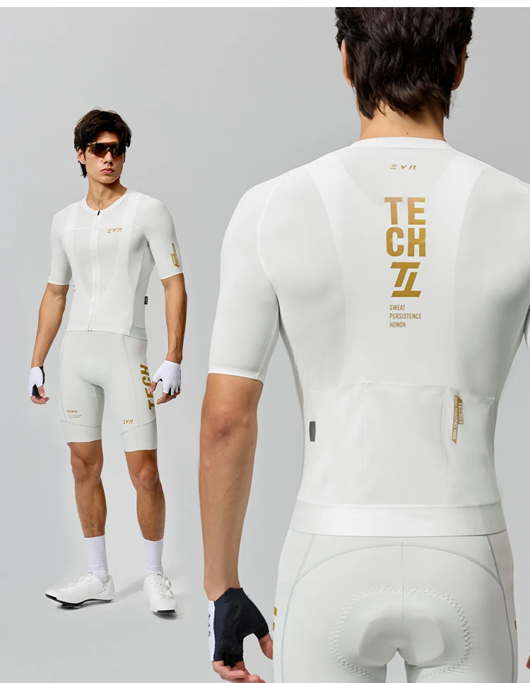 EVR Pro Sommer Herren-Radtrikot Kurzarm Schnelltrocknend Atmungsaktiv Durchgehender Reißverschluss Rennrad-Oberteil Hochelastisches Radtrikot – Detail 17