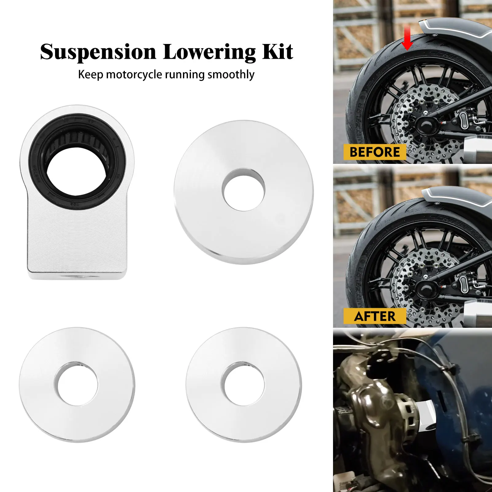 

Motorcycle Chrome Suspension Lowering Rear Shock Absorber Kit For Harley Softail M8 Heritage Lower Rider 2018 -2024