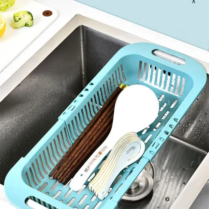 Draining Basket Durable Material Fashion Color Adjustable Quality Extensible Easy To Clean Extensible Sink Drying Rack Folding