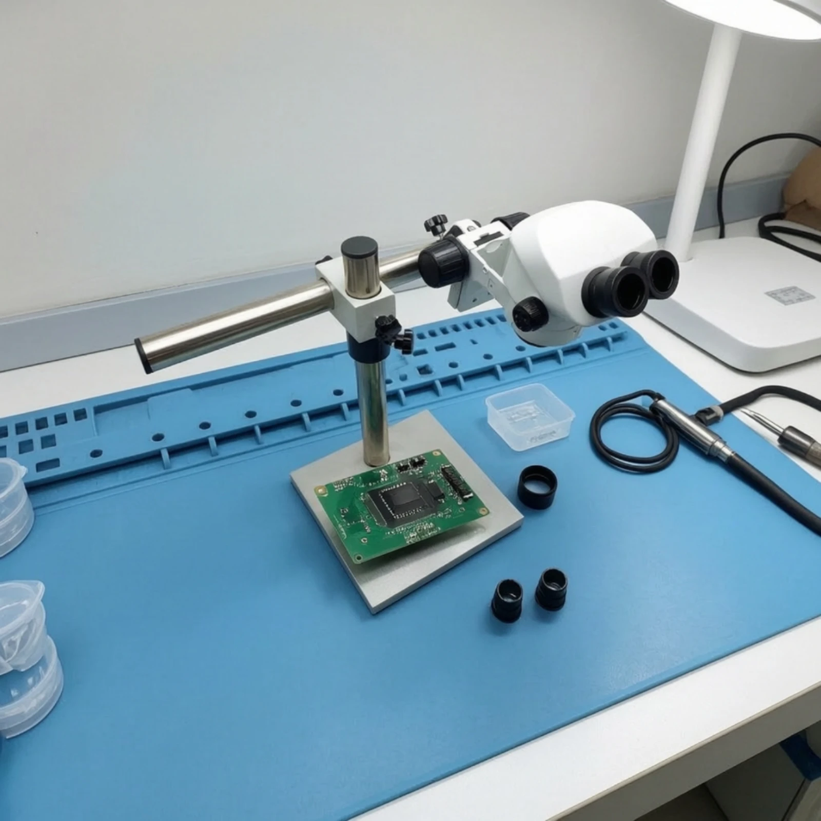 Bench Microscope with Stand Accurate Continuous-Zoom Microscope High-Power Bright for Technicians, Inspection, Jewelry Setting