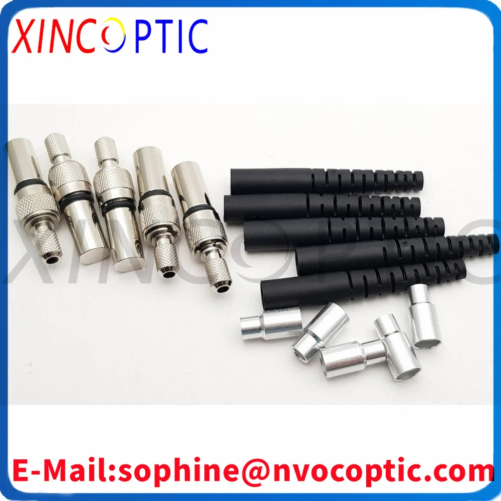 

5 шт. круглых металлических феррулов SMA905 200um 300um 400um, медицинский оптоволоконный коннектор SMA с черным защитным колпачком-300u