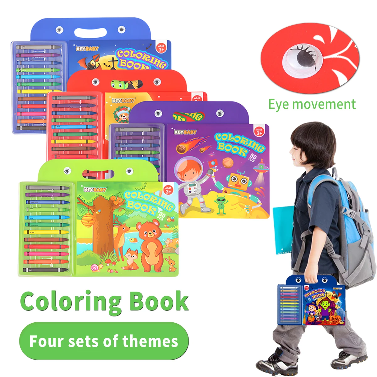 

Children's Coloring Book Includes 12 Crayons Enhance Your Baby's Creative Drawing Skills Multilingual universality Portable Gift