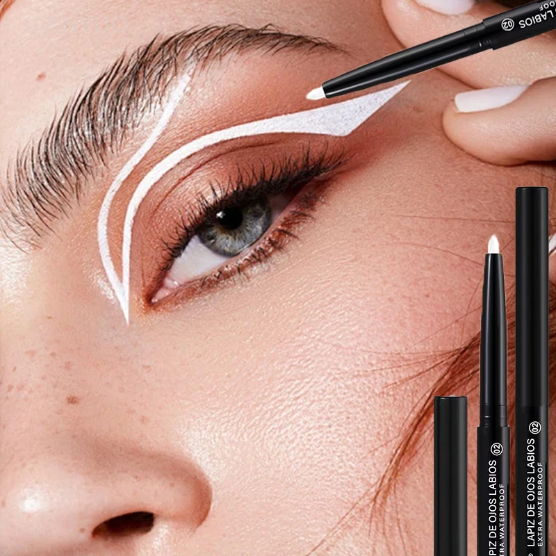 قلم جل كحل غير لامع مقاوم للماء، سريع الجفاف، يدوم طويلاً، تطبيق سلس، قلم تحديد عيون أبيض مثالي لمكياج العيون متعدد الاستخدامات #1