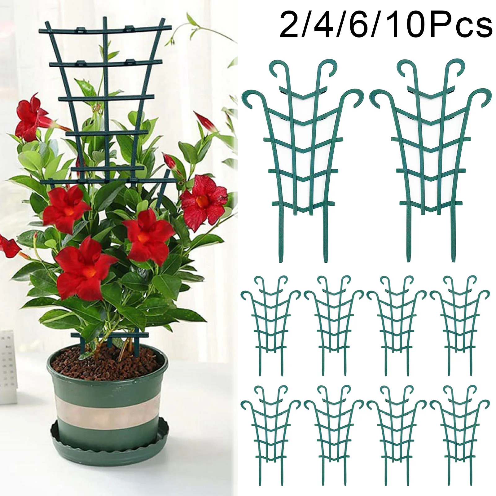 Enrejado trepador de plantas de cultivo de jardín, enrejado de verduras en maceta, soporte de verduras reutilizable, estaca decorativa, jaula para maceta, 2/4/6/10 Uds.
