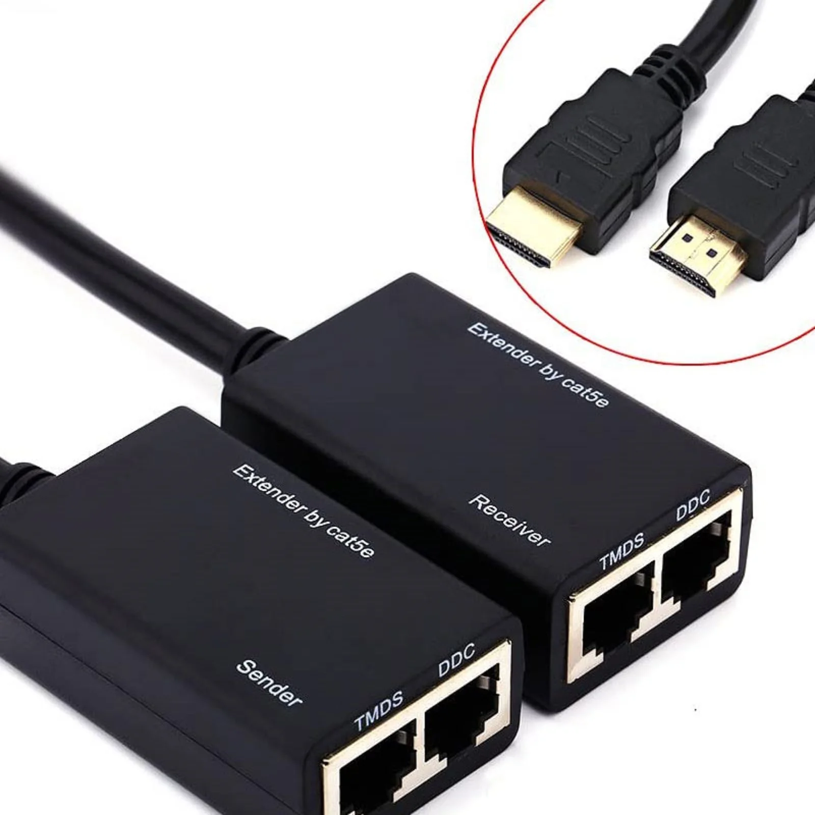 1080P HDMI-Compatible Extender Cat5e Cat 6 Ethernet Signal RJ45 Lan Converter 3D HDMI-Compatible Transmitter Receiver TX RX 30M