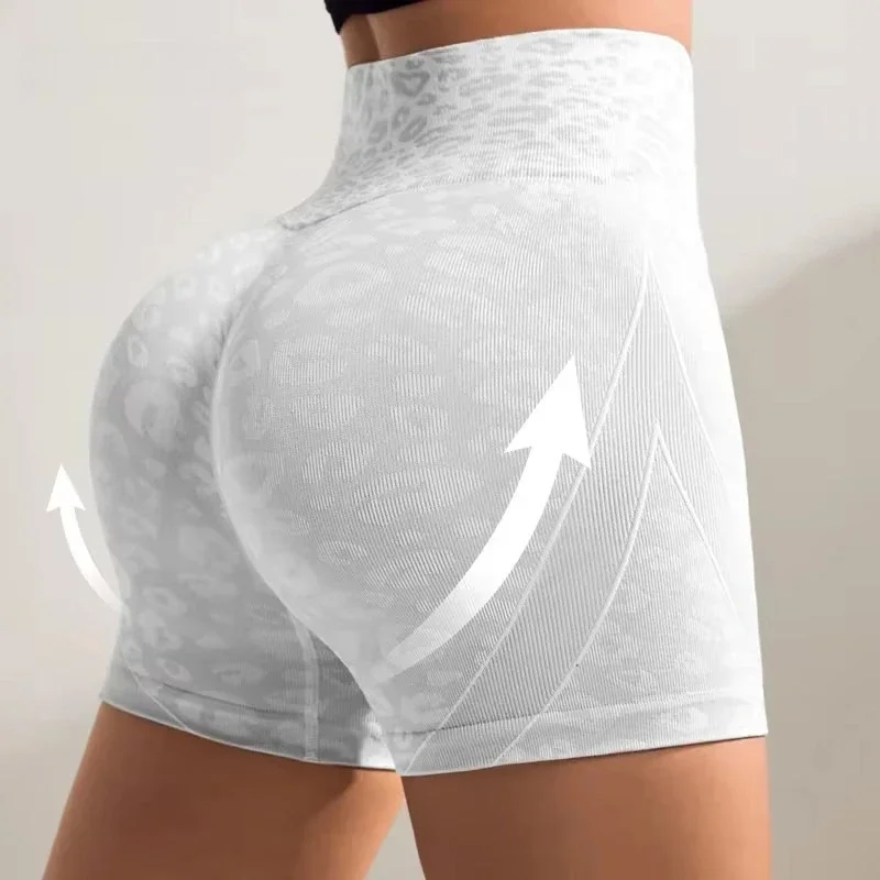 

Women Sexy Peach Butt Yoga Shorts Leopard Print Tight Fit Exercise Cycling Pants Summer Fitness Yoga Wear Running Fitness Joggin