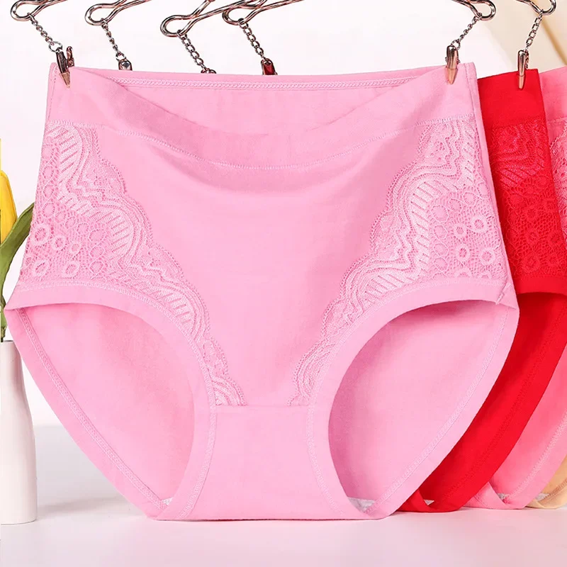 

6XL Large Size High Waist Lace Women Panties Breathable Underwear Plus Size Solid Color Briefs Lady Lingerie женские трусы