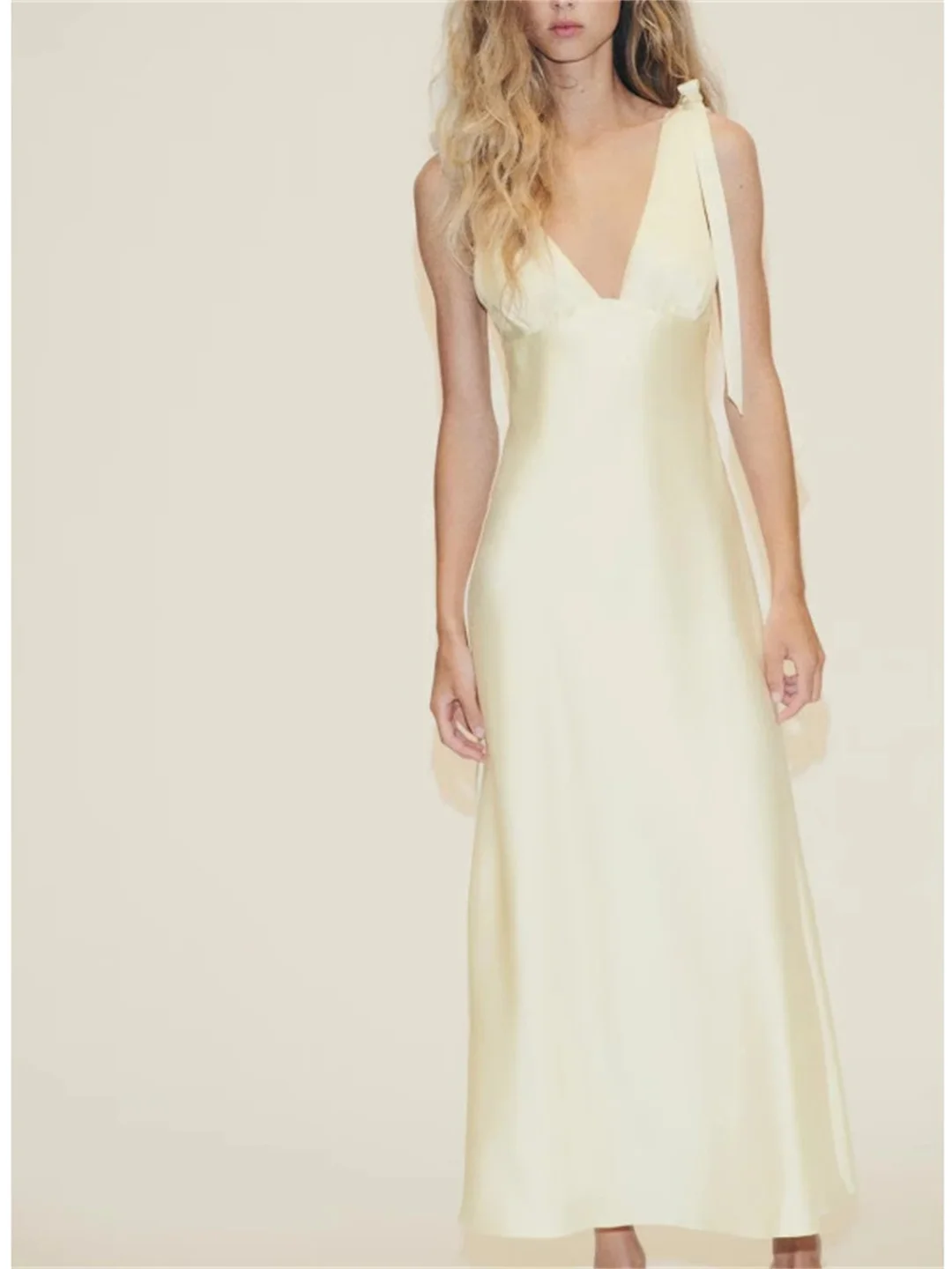 Nouveau automne Faion femmes conception soie Satin sensation Strapl Dr noeud décoration taille haute coton Polyester jupe