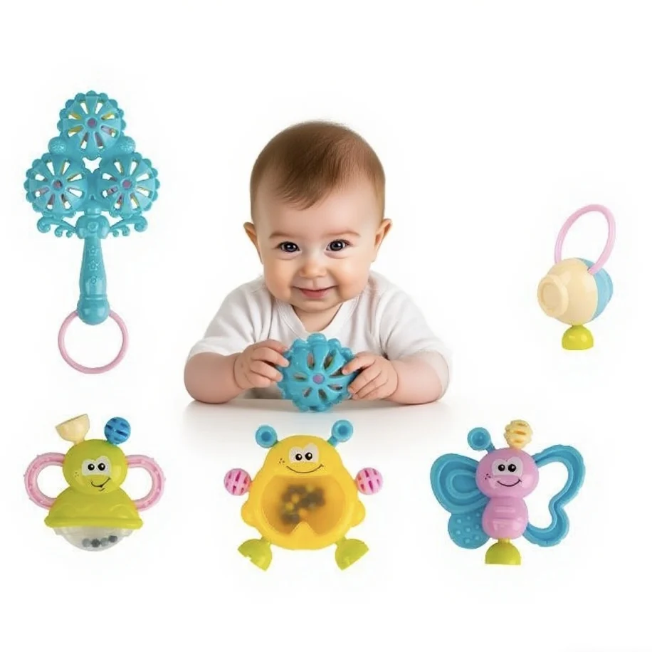 

7 шт. детские игрушки, погремушки, игрушки, подходящие для детей 0-1 лет, игрушка для раннего образования, реквизит для детской фотосессии (случайный цвет)