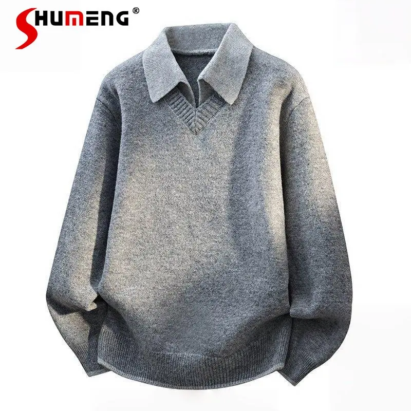 

Мужские вязаные свитера-поло 2026 года: новая коллекция, свободный крой, комфорт, имитация двухслойного плетения, уникальный дизайн