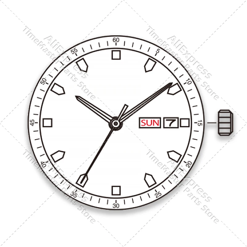 Komponen Perbaikan Arloji Pengganti, Mesin Quartz Kompatibel Miyota 2105 3 Jarum Kalender Ganda Tampilan Hari Tanggal