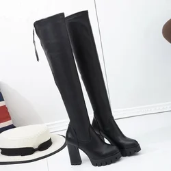 Maogu High Heel Platform Thigh Boot Women 2023 Ladies Shoes Botas De Mujer Autumn Winter Women's Leather Over The Knee Long Boot