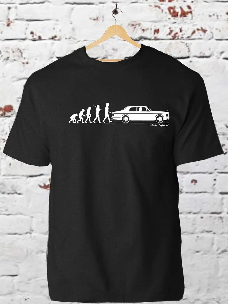 Rolls Royce Silver Spirit 1980 1992. 'Evolution of Man' T-Shirt Gift Present