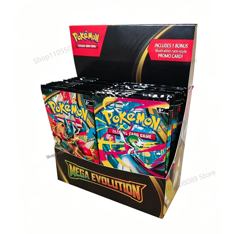 Boîte de 360 cartes Pokémon MEGA EVOLUTION TCG, boîte d'extension de cartes à collectionner, 36 paquets, version anglaise, cartes à collectionner pour enfants, jouet