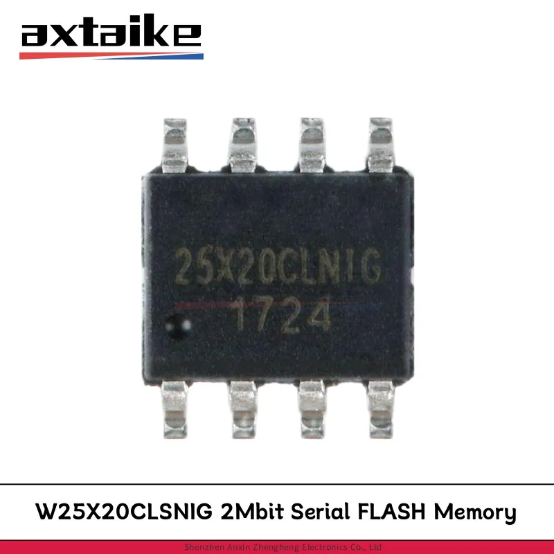 

5PCS W25X20CLSNIG SOP-8 25X20CLNIG 2Mbit 104MHz 2.3V~3.6V Serial FLASH Memory With 4KB Sectors Aan Dual I/O SPI SMD NOR FLASH IC