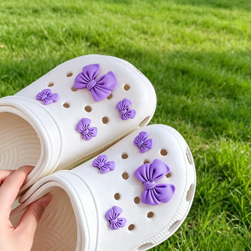 Multicolor Resin Bow Shoe Charms Detachable DIY Decorative Ornaments, Cute Shoe Accessories For Clogs Sandals For Women Girls