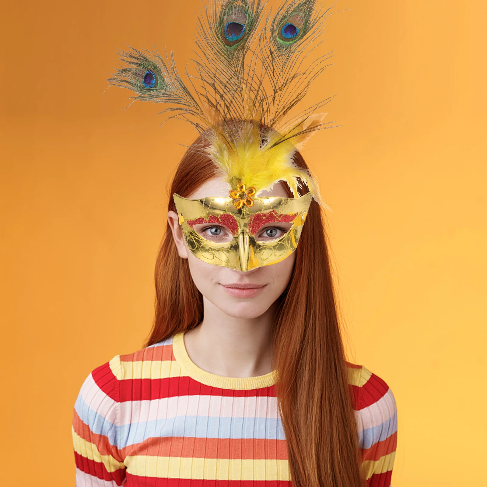 

1pcs Peacock Mask Green Christmas Costume For Kids Adults Fun Party Wear Plastic Face Masquerade Decor Accessory