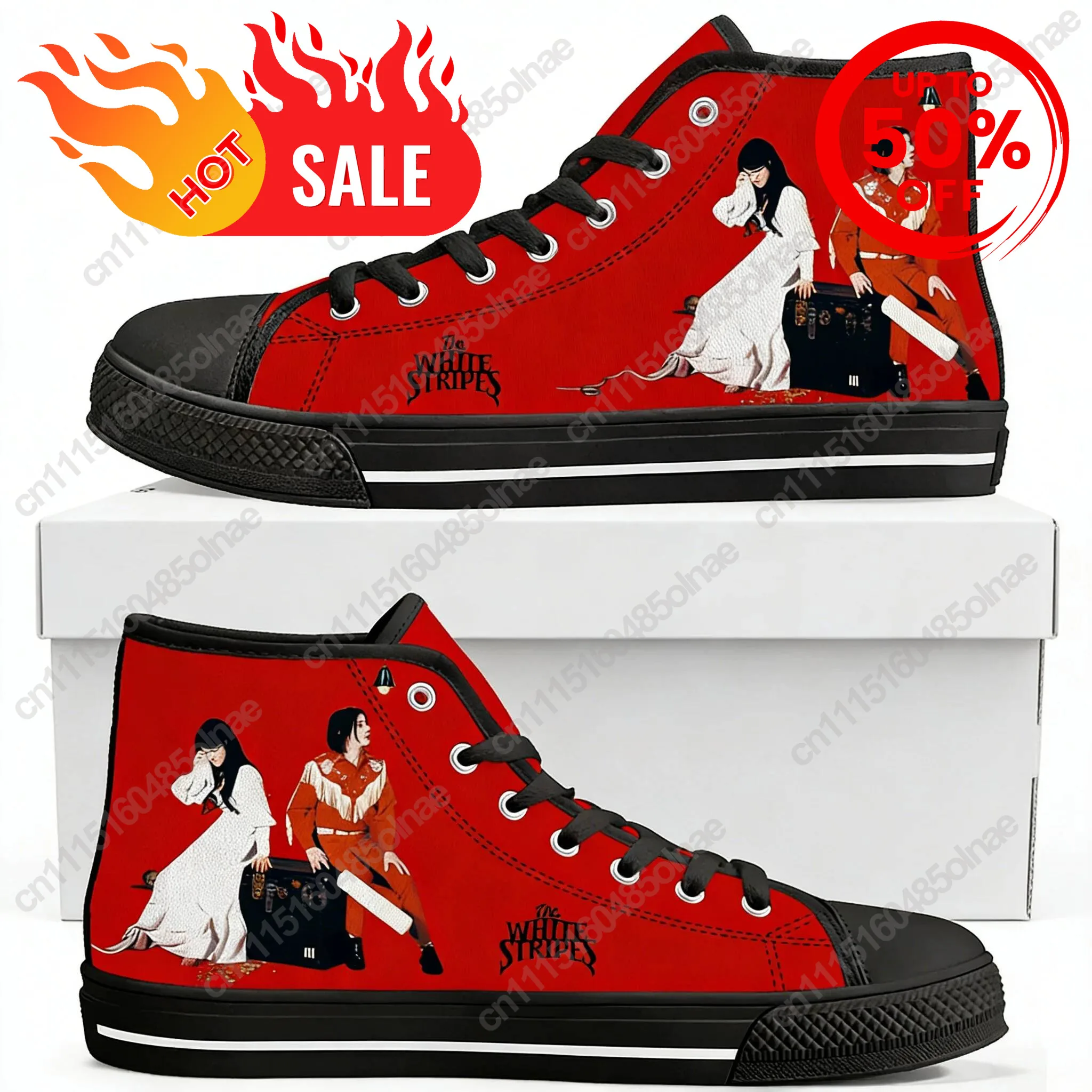 The White Stripes Top Sneakers Men Women Teenager High Quality Trend Canvas Sneaker Fashion Built Casual Couple Custom Shoe