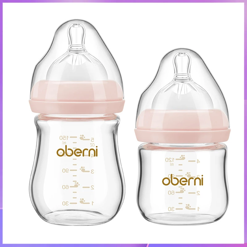 Newborn Baby Glass Bottle/120ML150ML Anti-colic Bottle/Anti-Choking Nursery Bottle/BPA Free/0-3 Months Baby Use