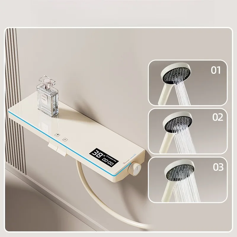 Topless Spray Cream Wind Shower Head Set for Hotel Engineering, Small Apartment, Simple Shower Head, Intelligent Digital Display