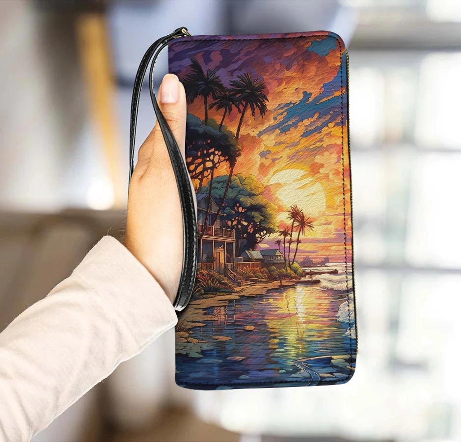 Female Wallet Hawaii Scenery Landscape Purses for Women Classic Photo Holder Coin Money Bags Nature Ladies Billeteras Para Mujer