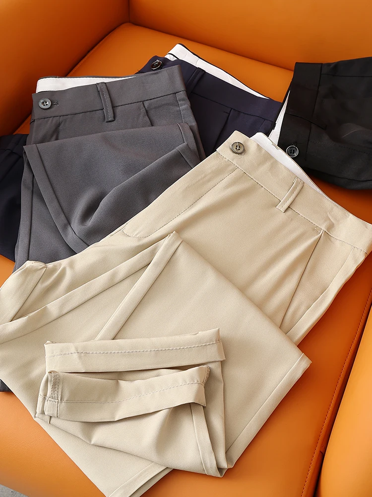 

Recommended Smooth Drapey Men's Fashionable Urban Casual Pants Comfortable Breathable Straight Leg Summer Business Casual