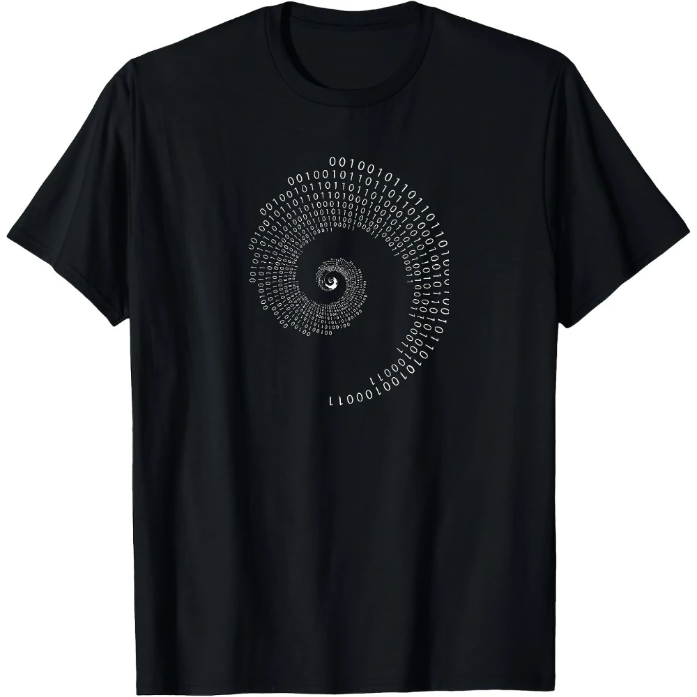 Herren-T-Shirt mit Fibonacci-Sequenz und binärer Zahlensystem-Code, goldenes Verhältnis, mathematische Formel, Geek-Design, Herren-T-Shirts für den Sommer