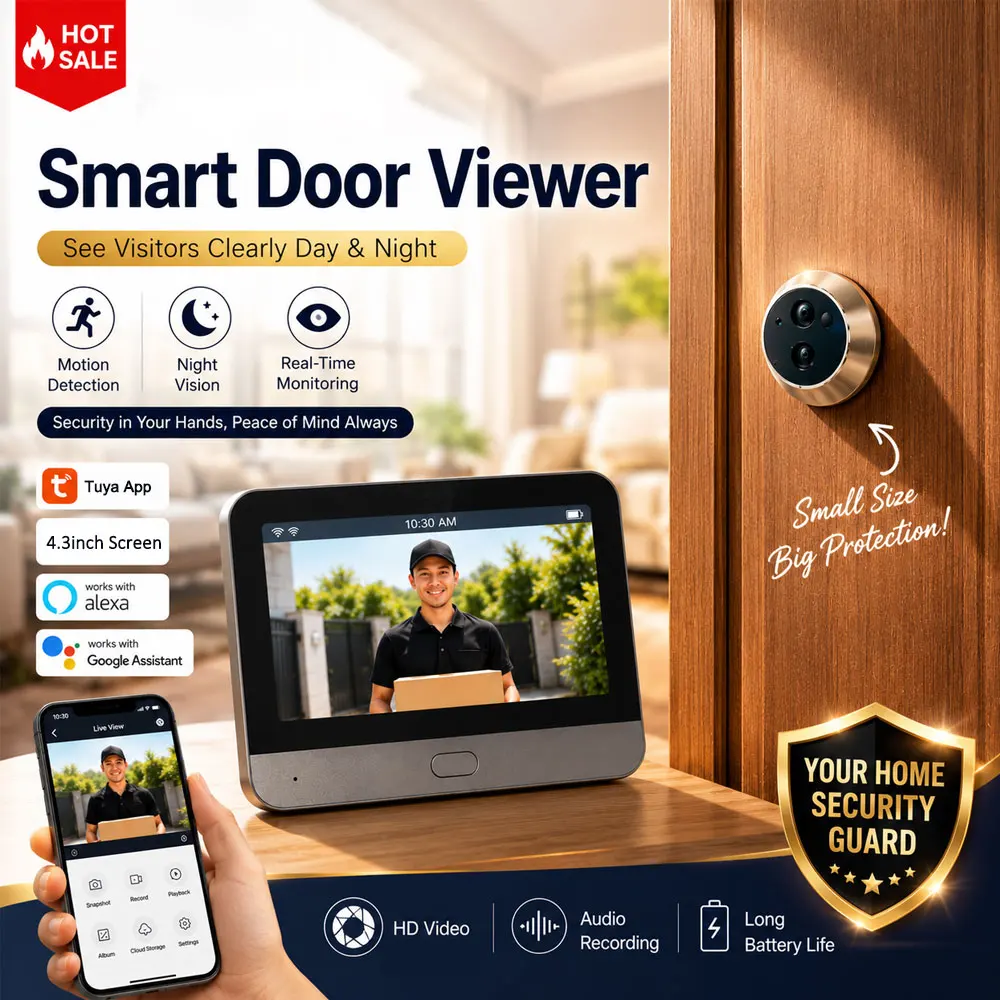 Tuya Smart 5MP Peephole Door Camera, 4.3