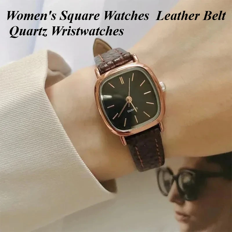

Женские квадратные часы с кожаным ремнем, кварцевые наручные часы, простые женские часы, женские часы Часы Женские Нару