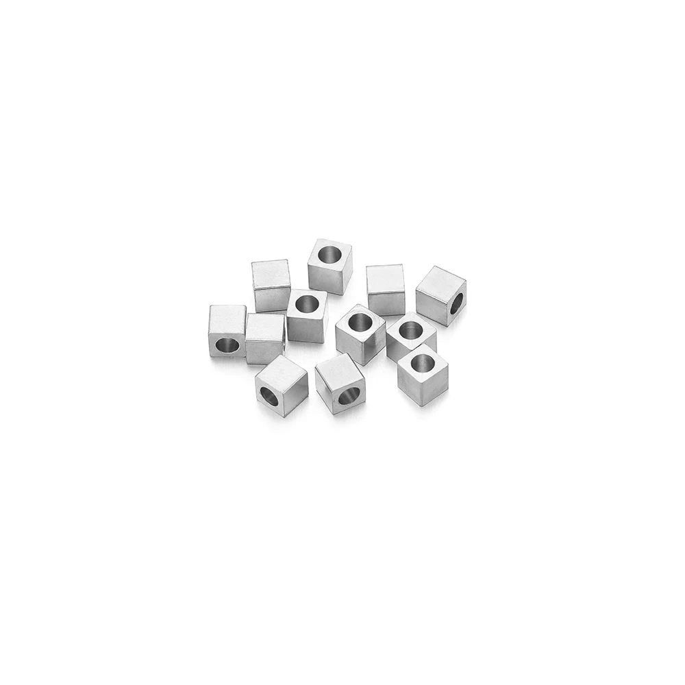 20/50pcs Stainless Steel 3 4 5mm Square Beads Gold Color Spacer Beads for DIY Fashion Jewelry Making Necklace Bracelet Supplies
