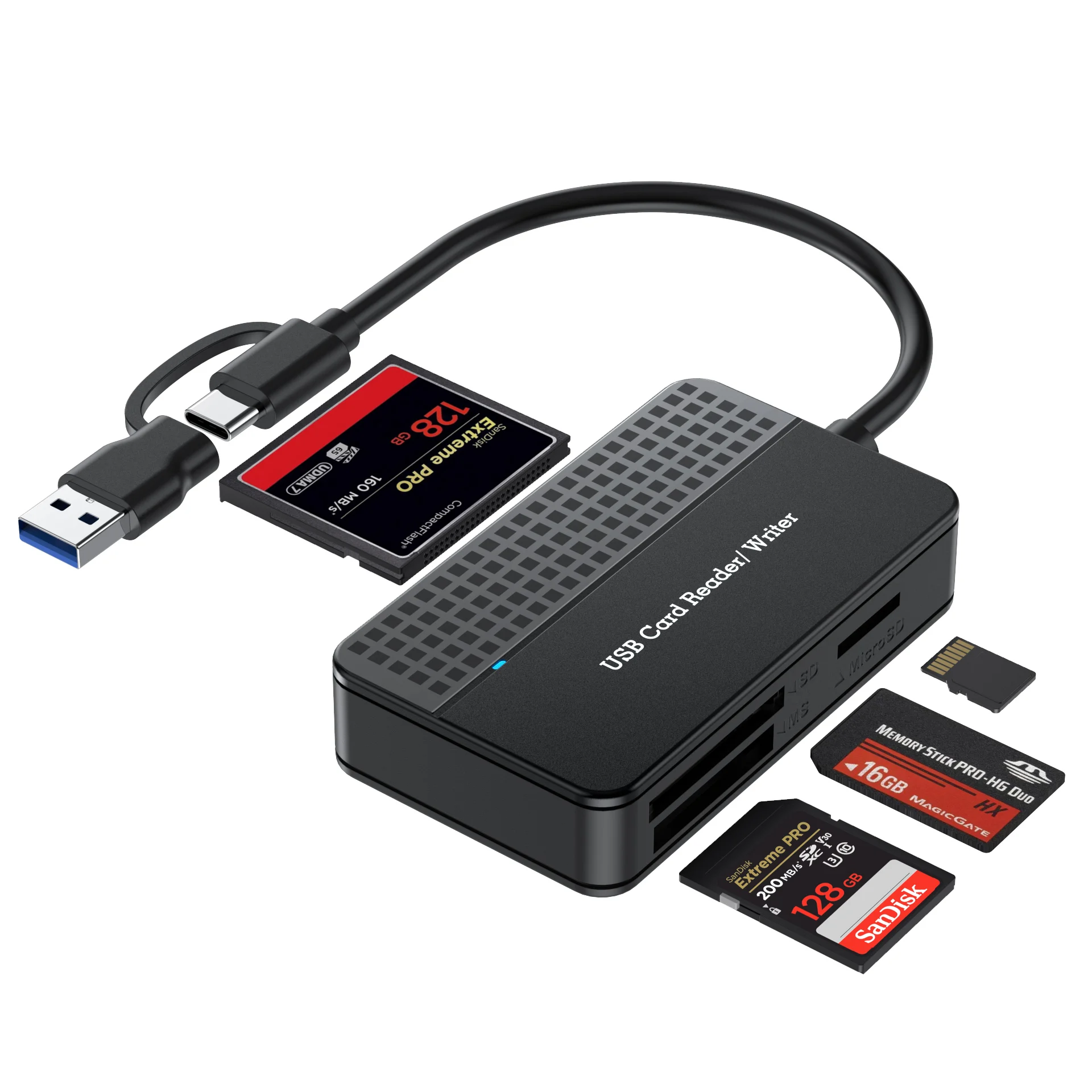 USB 3.0 نوع C USB بطاقة الكاتب 4 في 1 محول بطاقة فلاش 20 سنتيمتر كابل SD TF CF MS لأجهزة الكمبيوتر المحمول #6