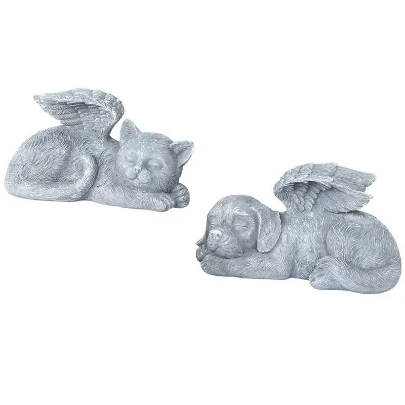 

Cat Dog Angel Wings Sleeping Cat Garden Memorial Statue Sculpture Grave Marker Figurine Pet Souvenir Cemetery Grave Decorations