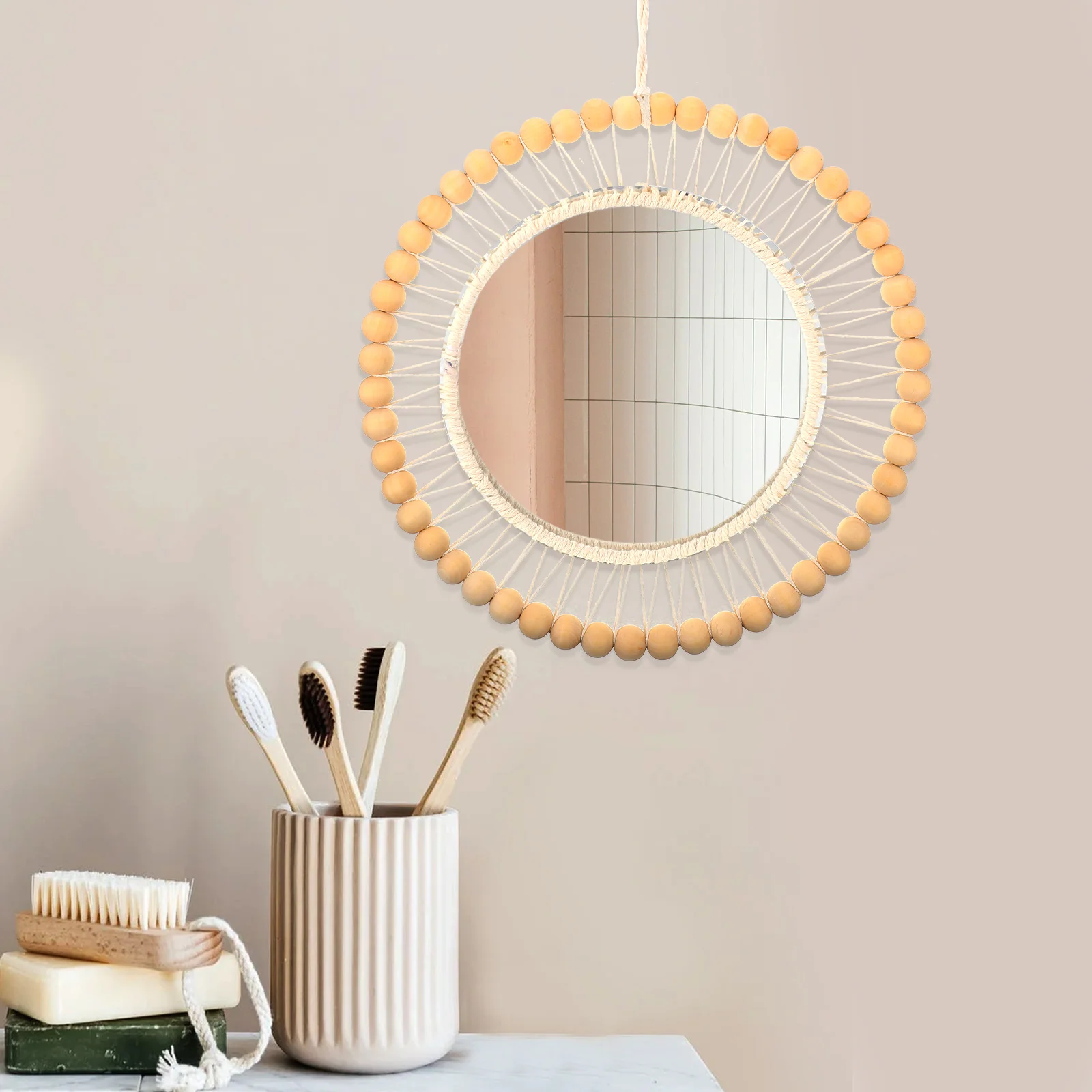 

Woven Tapestry Wall Art Home Decor Cotton Thread Simple Style Blanket Design Wall Mirror Elegant H Woven Pendant