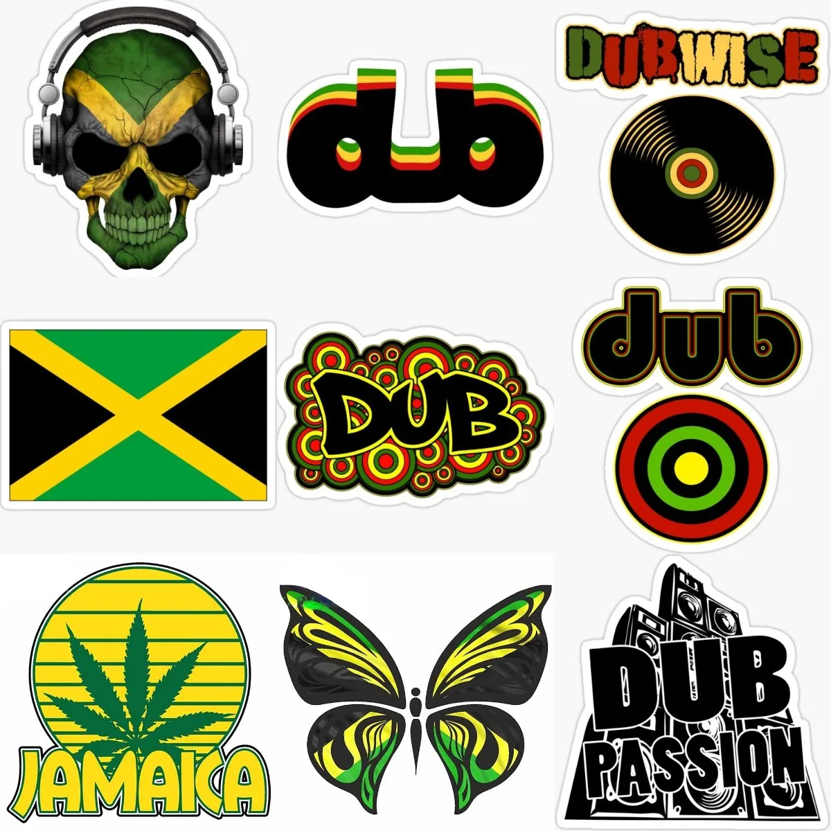 Jamaica Flag Dub Music Creative Sticker for Covered Scratch Decorate Laptop Window Wall Room Van Car Truck Bicycle Helmet Table