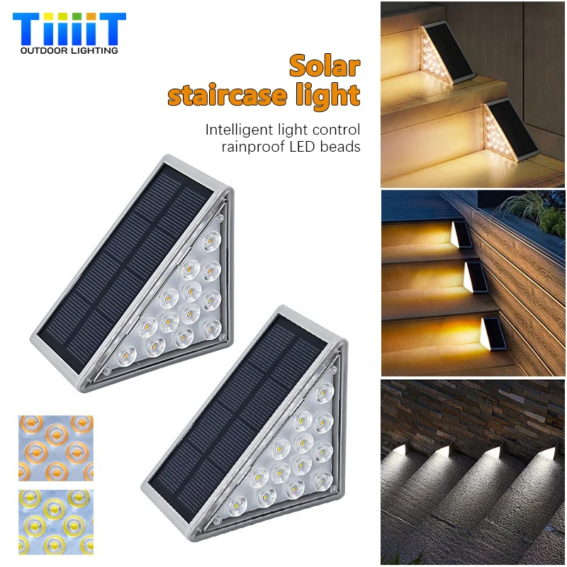 

LED Solar Staircase Light Step Lamp Outdoor IP67 Waterproof Light Lens High Brightness Design Courtyard Deck Channel Decor Light