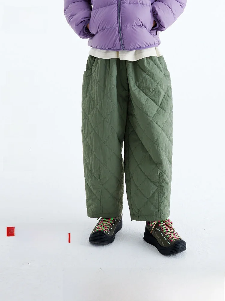 

Purrfect Diary Children's Cotton Blend Carrot Pants Casual Autumn Winter Unisex Long Trousers Versatile Warm Straight Leg Pants