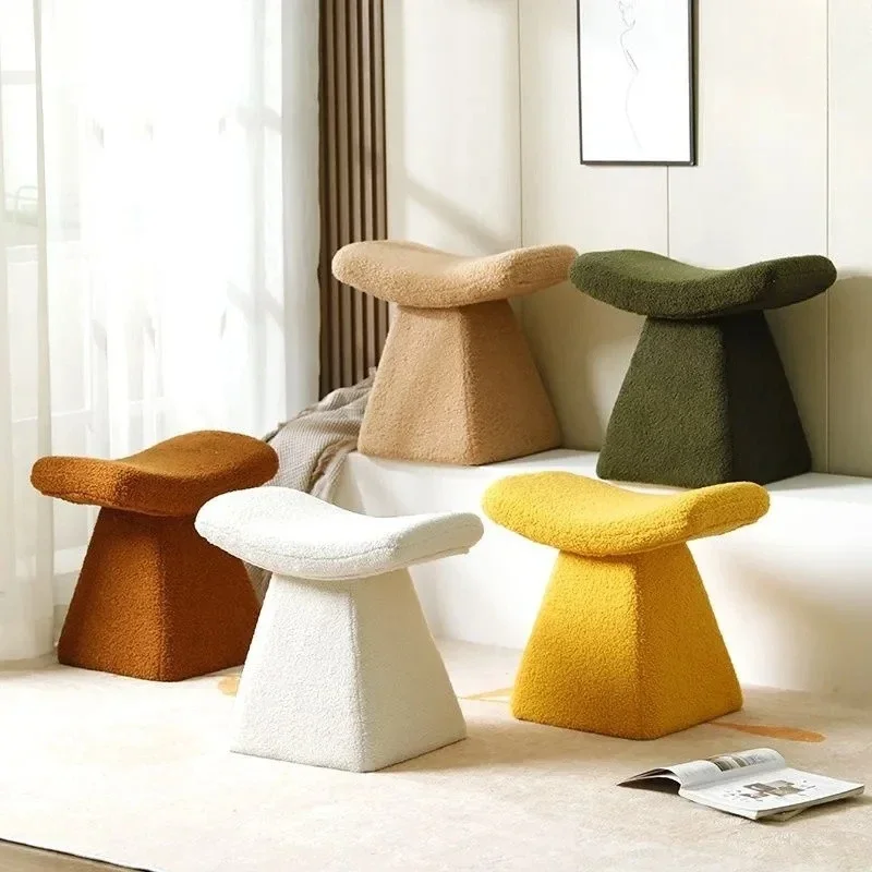 مقعد مكياج من صوف الحمل، مقعد مبتكر لتغيير الأحذية، مقعد متطور وبسيط لخلع الملابس #2