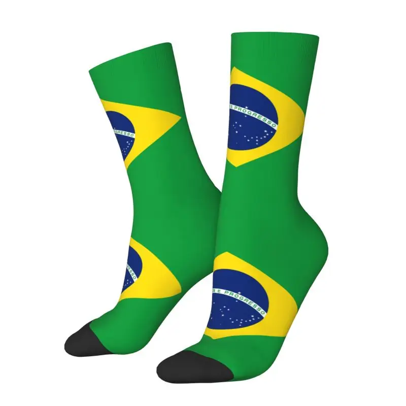 Brazil Flag Brazilian Proud Men's Crew Socks Unisex Cool 3D Print Dress Socks