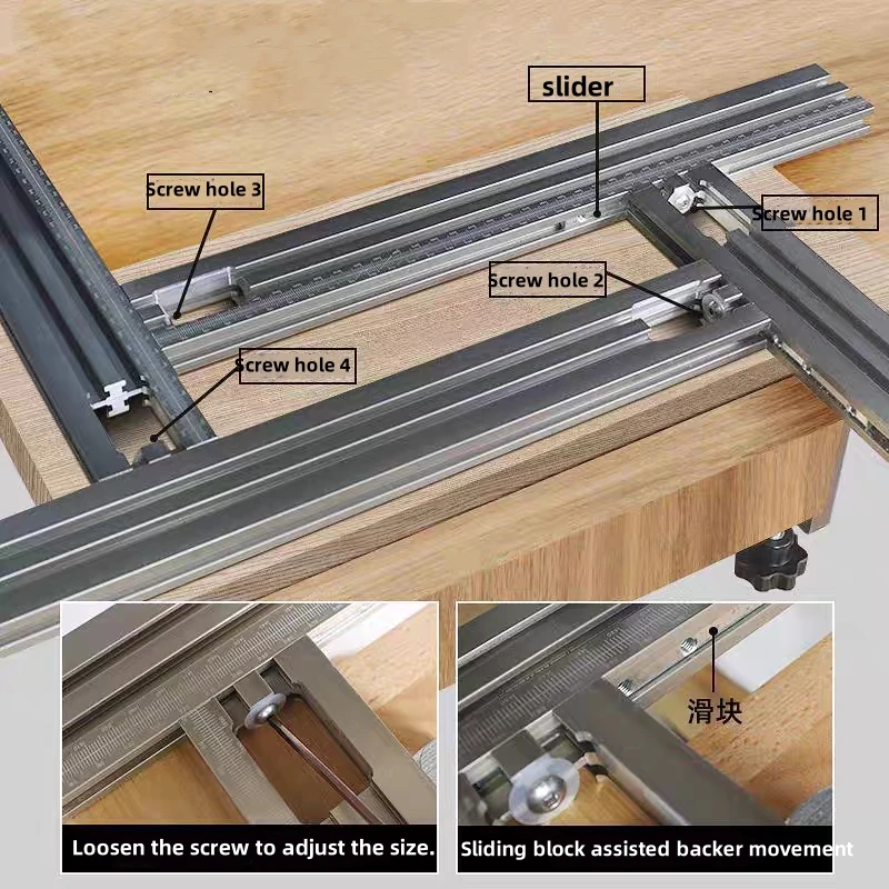Imagem -03 - Guia de Corte Máquina Fresadora Gravura Gabarito Corte Guia Ferroviário Ajustável Aparador Auxiliar Trilho Guia Ferramentas para Trabalhar Madeira