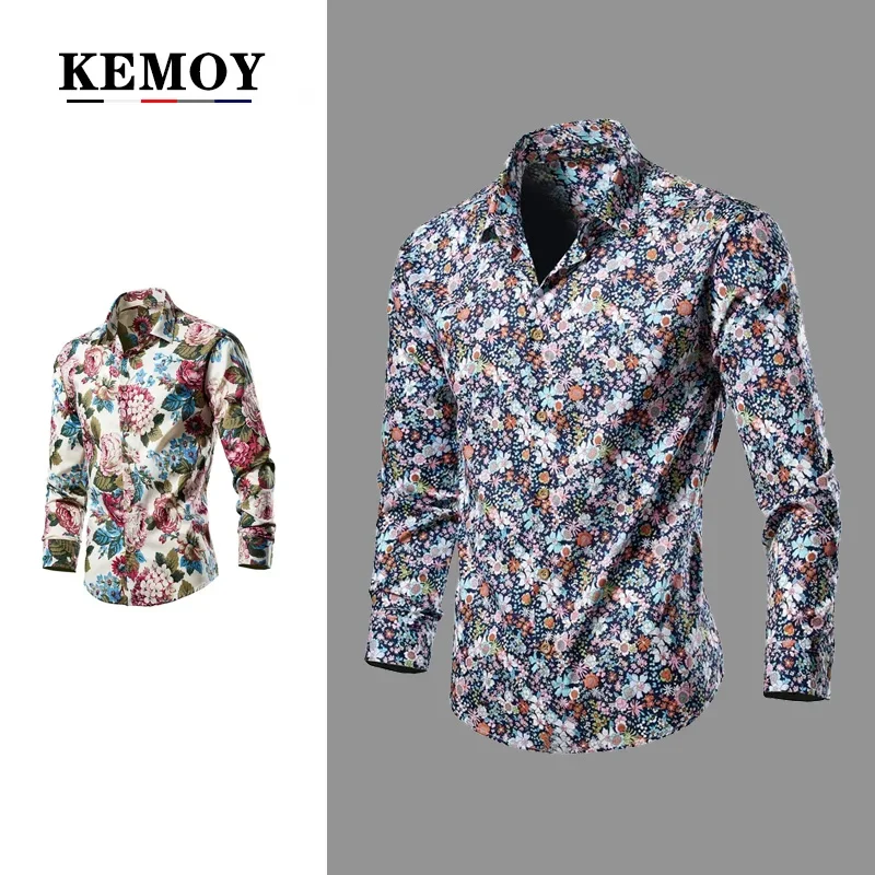 Casual Blouse Homme Baroque Banquet Shirt Paisley Men Shirt Luxury Korean Mens Long Sleeve Print Shirts Men Slim Fit