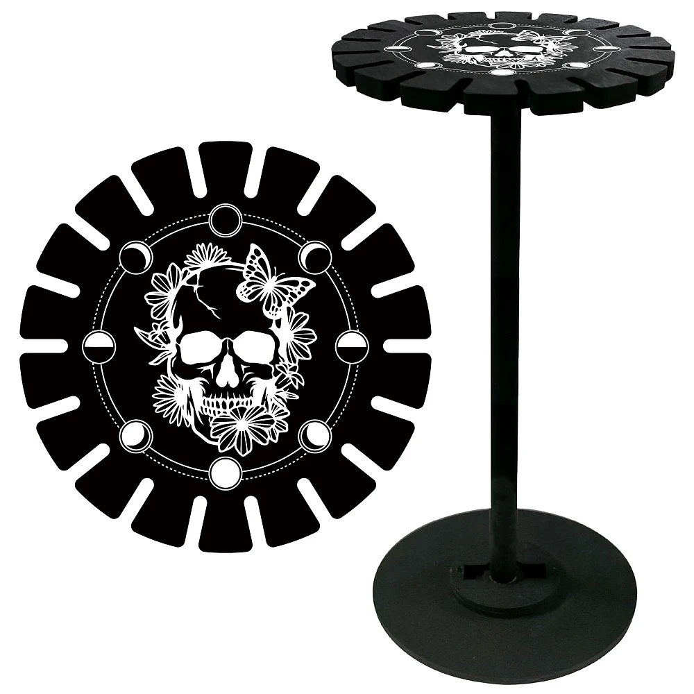 Flower Pendulum Holder Moon Prase Divination Dowsing Wheel Black Display Stand Shelf Vintage Rome Stuff Wooden Organizer Rack